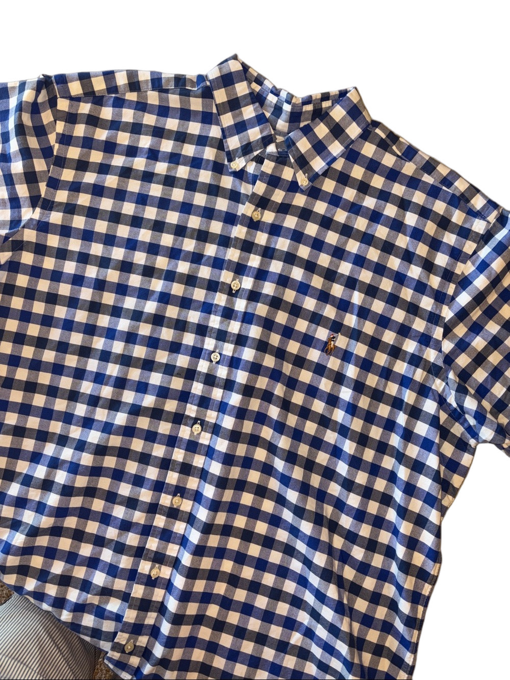 Polo Ralph Lauren Men’s 1XB Blue White Gingham Button Down Shirt Big